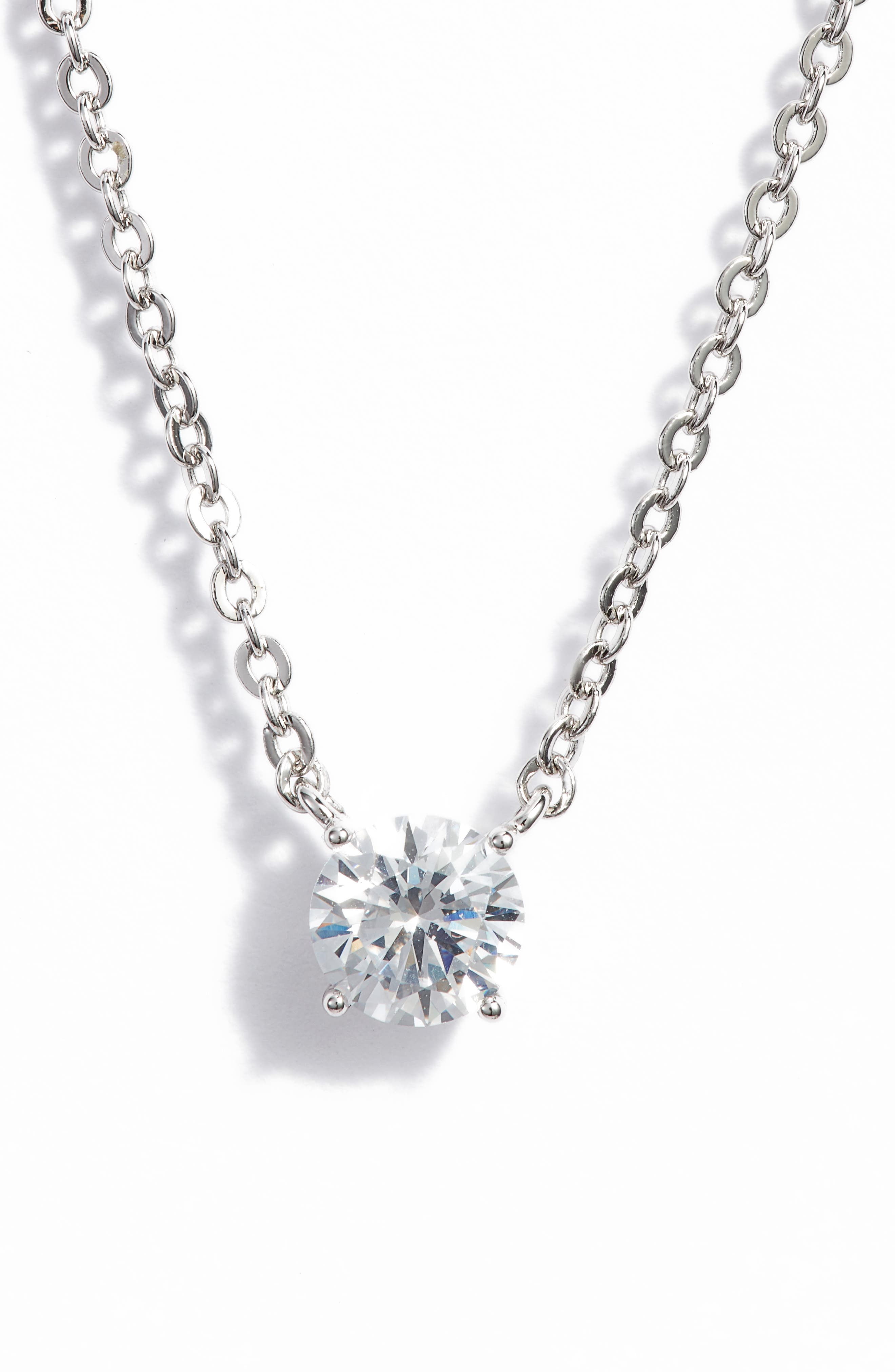 Glitzs Jewels 925 Sterling Silver Cubic Zirconia Necklace for Women Clear Fleur de lis | 